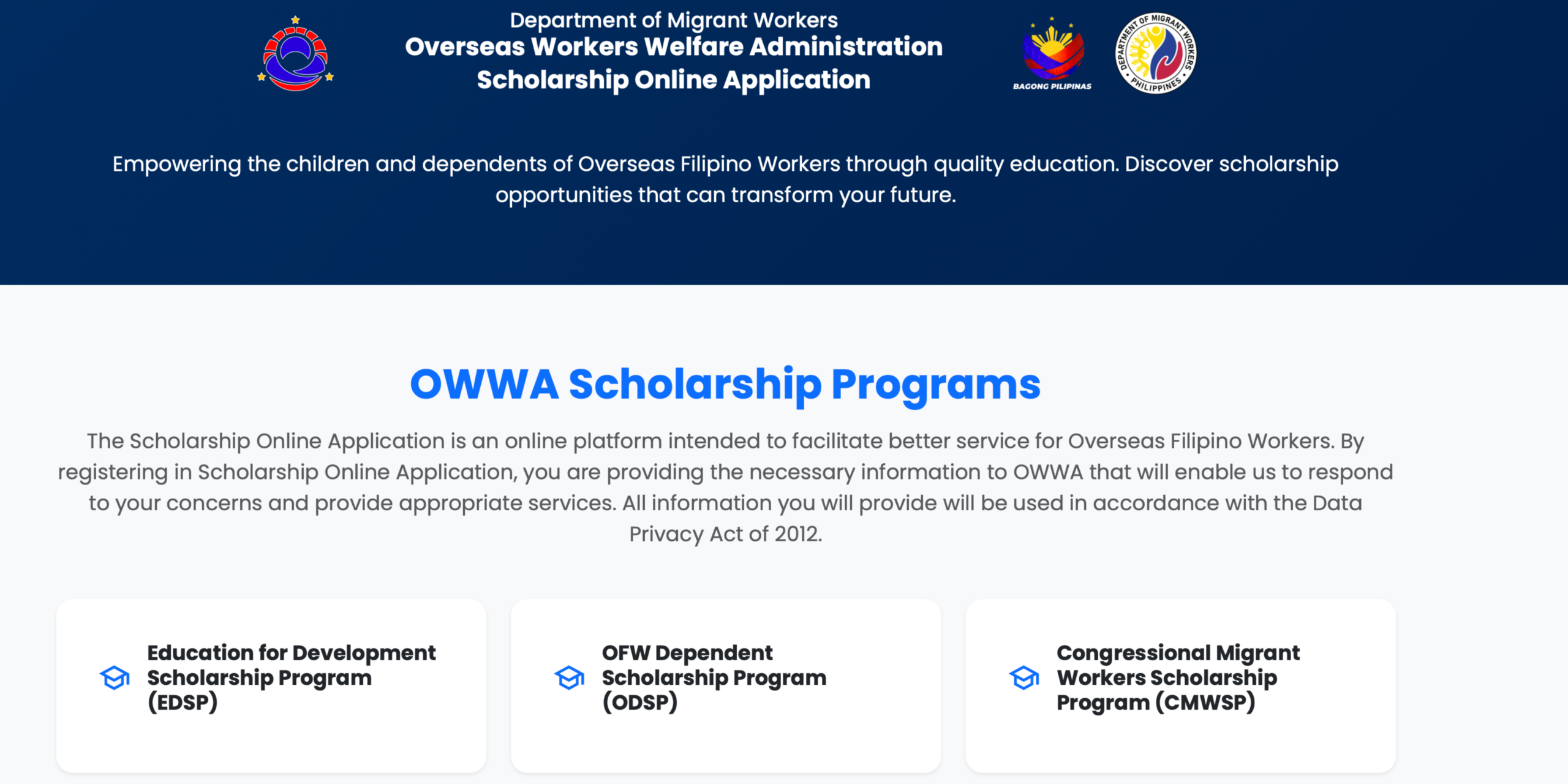 OWWA Scholarship EDSP & SMWSP Academic Year 2027-2028